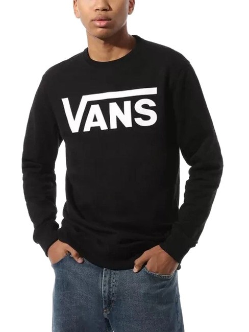 VANS VANS CLASSIC Sweat col rond en coton noir blanc - Pulls molletonnés