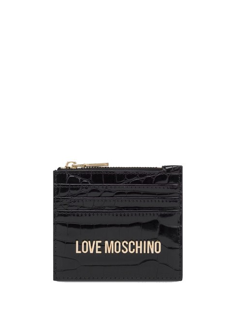 LOVE MOSCHINO SHINY CROCO Porte-cartes / Porte-monnaie  Noir - Portefeuilles Femme