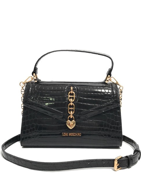 LOVE MOSCHINO SHINY CROCO Sac à main, avec bandoulière Noir - Sacs pour Femme