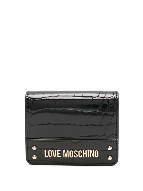 LOVE MOSCHINO SHINY CROCO Portefeuille femme Noir - Portefeuilles Femme