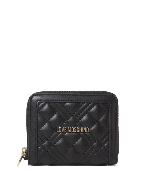 LOVE MOSCHINO QUILTED M Portefeuille moyen zippé autour Noir - Portefeuilles Femme