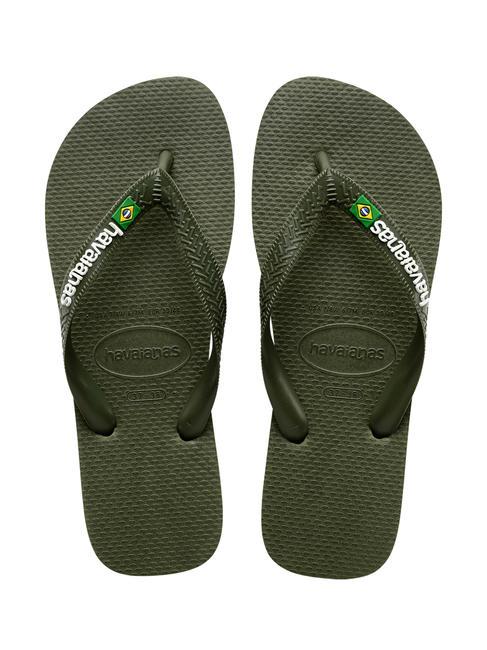 HAVAIANAS BRASIL LOGO Les tongs pour hommes vert vert - Chaussures unisexe