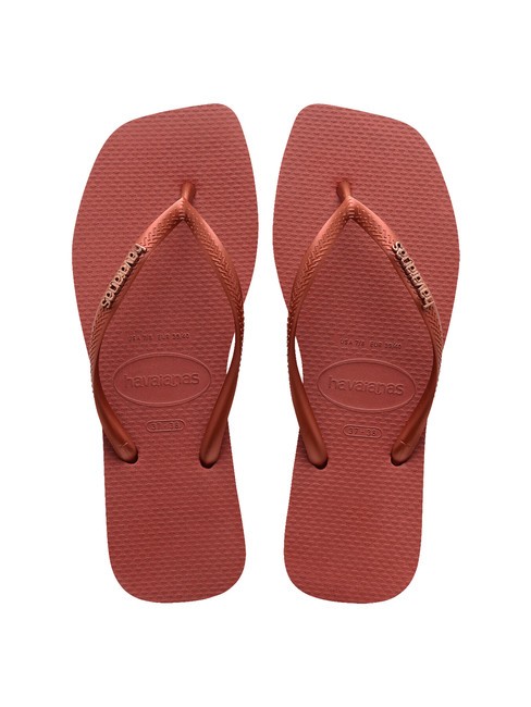 HAVAIANAS SQUARE LOGO Tongs acajou - Chaussures Femme