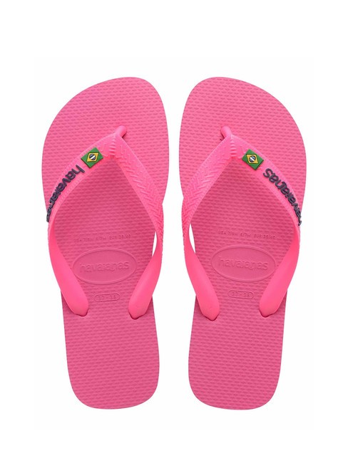 HAVAIANAS BRASIL LOGO NEON Tongs flux rose/flux rose - Chaussures unisexe