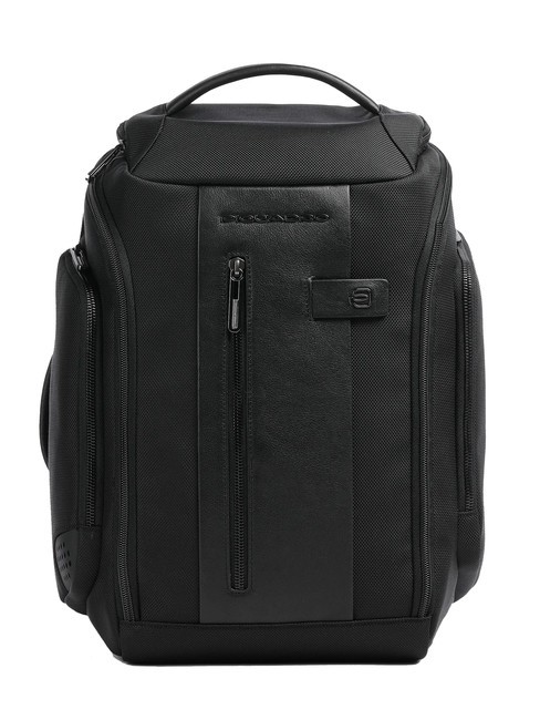 PIQUADRO BRIEF 2 Sac à dos polochon en cuir et tissu Noir - Sacs à dos pour ordinateur portable