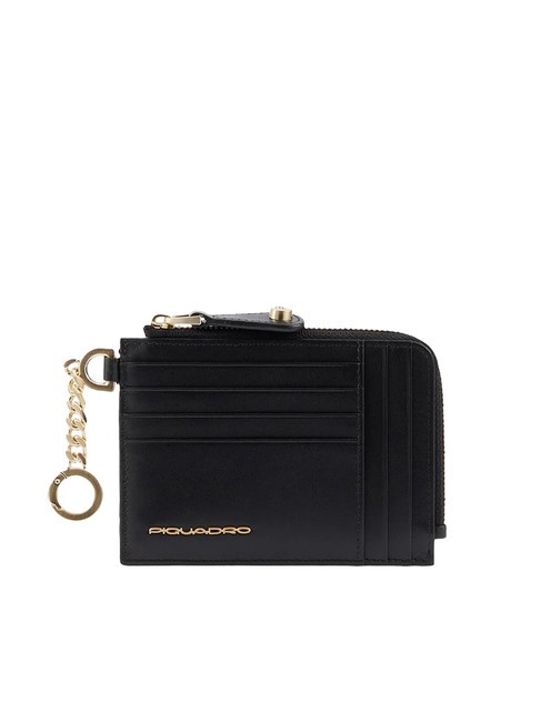 PIQUADRO RAY Porte-cartes en cuir avec porte-clés Noir - Portefeuilles Femme