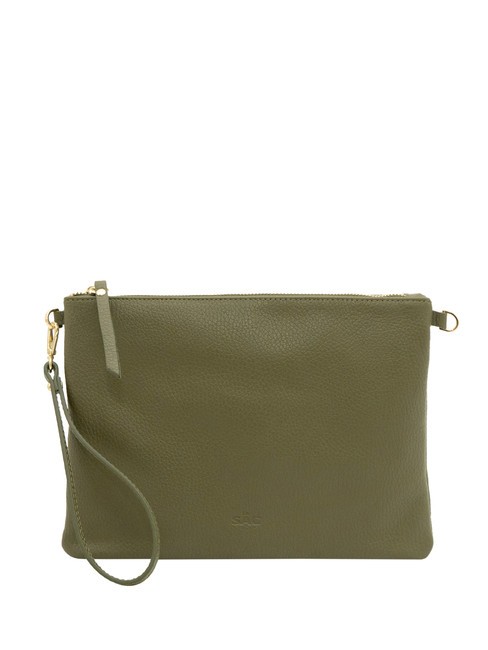 LESAC CLAUDIA Pochette Dollar en cuir avec bandoulière olive - Sacs pour Femme