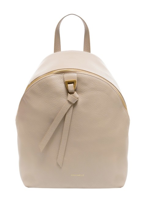 COCCINELLE JOY Sac à dos rond en cuir avec pompon rose poudré - Sacs pour Femme