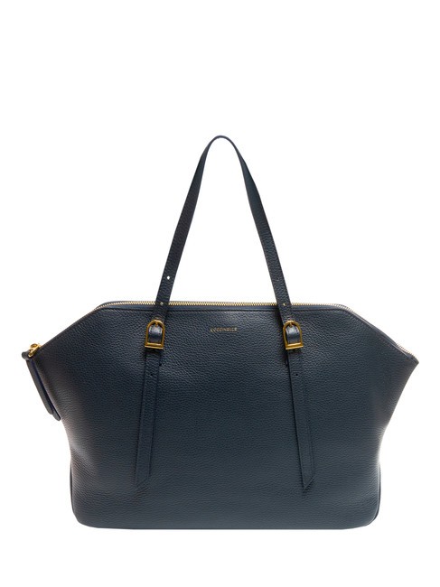 COCCINELLE CHERRY Sac cabas porté épaule en cuir martelé bleu nuit - Sacs pour Femme