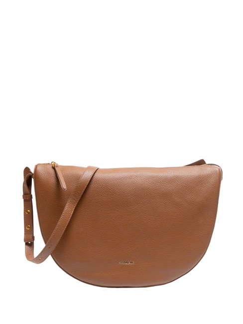 COCCINELLE LEA Sac bandoulière demi-lune en cuir martelé BRULE - Sacs pour Femme