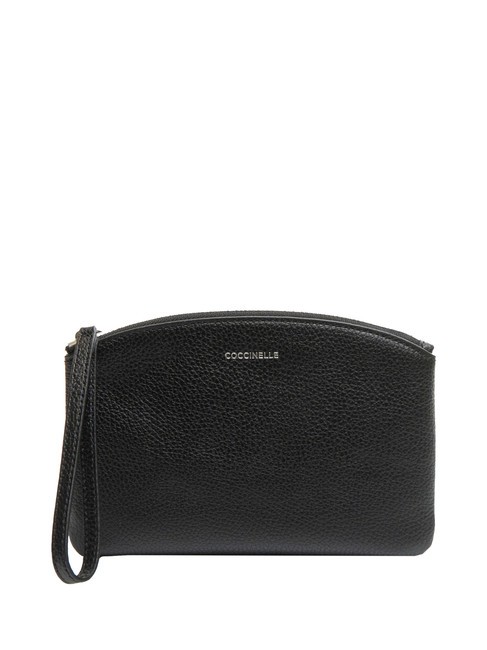 COCCINELLE ROUNDED ENVELOPE Pochette en cuir avec manchette Noir - Sacs pour Femme