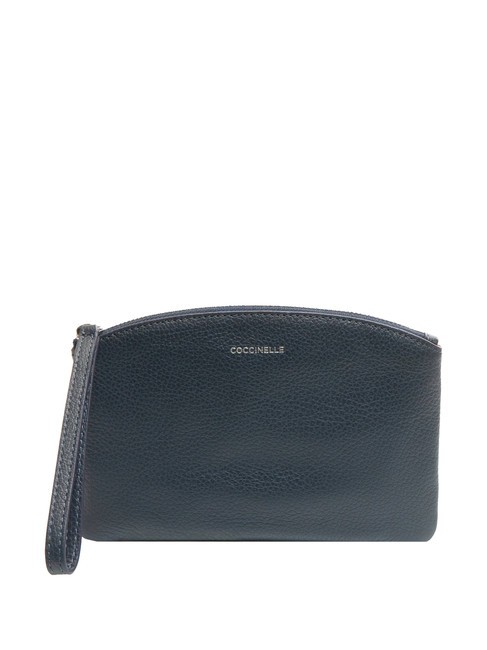 COCCINELLE ROUNDED ENVELOPE Pochette en cuir avec manchette bleu nuit - Sacs pour Femme