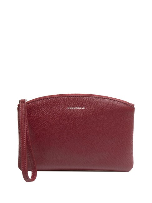 COCCINELLE ROUNDED ENVELOPE Pochette en cuir avec manchette rouge grenat - Sacs pour Femme