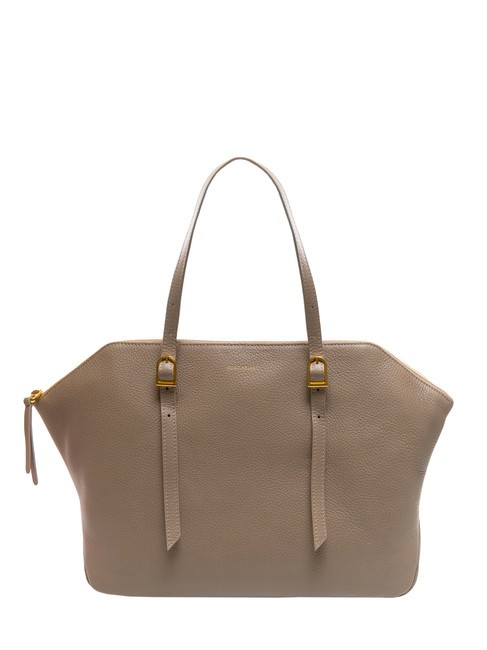 COCCINELLE CHERRY Sac cabas porté épaule en cuir martelé taupe chaud - Sacs pour Femme