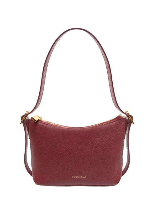 COCCINELLE CHERRY Petit sac bandoulière en cuir rouge grenat - Sacs pour Femme