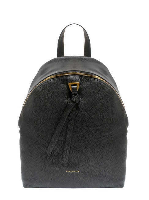 COCCINELLE JOY Sac à dos rond en cuir avec pompon Noir - Sacs pour Femme