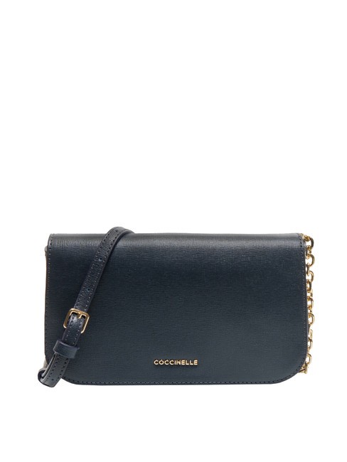 COCCINELLE CLOUD TEXTURED Mini sac en cuir avec bandoulière chaîne bleu nuit - Sacs pour Femme