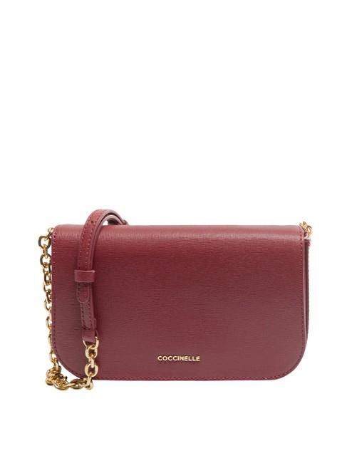 COCCINELLE CLOUD TEXTURED Mini sac en cuir avec bandoulière chaîne rouge grenat - Sacs pour Femme