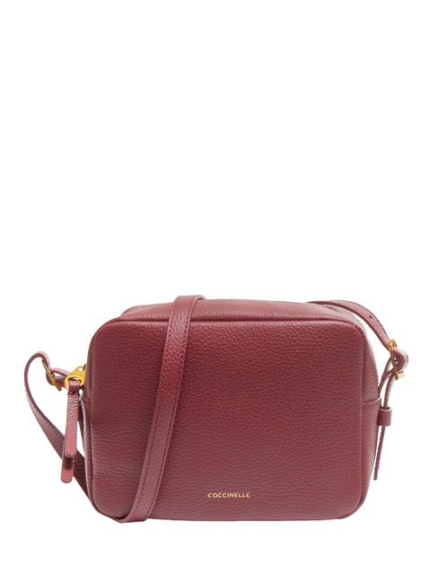 COCCINELLE CHERRY Sac appareil photo en cuir martelé rouge grenat - Sacs pour Femme