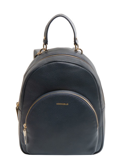 COCCINELLE ALPHA Sac à dos rond en cuir avec poche bleu nuit - Sacs pour Femme