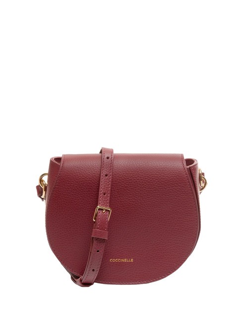 COCCINELLE ALPHA Sac bandoulière en cuir à rabat rouge grenat - Sacs pour Femme