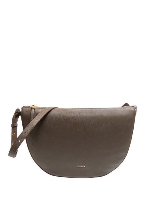 COCCINELLE LEA Sac bandoulière demi-lune en cuir martelé ébène - Sacs pour Femme