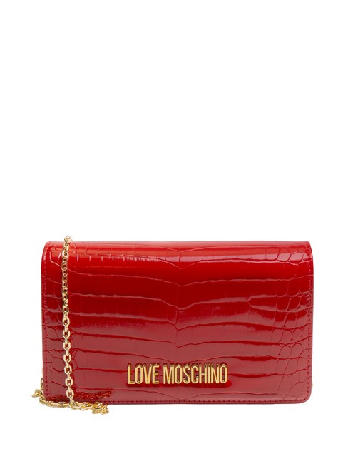 LOVE MOSCHINO SHINY CROCO Pochette avec bandoulière en métal ROUGE - Sacs pour Femme