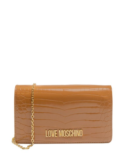 LOVE MOSCHINO SHINY CROCO Pochette avec bandoulière en métal noix - Sacs pour Femme