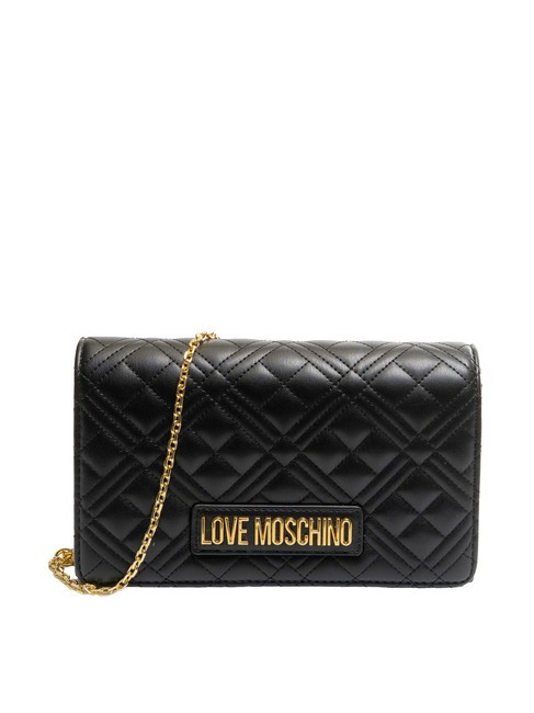 LOVE MOSCHINO QUILTED Pochette matelassée avec bandoulière en métal Noir - Sacs pour Femme