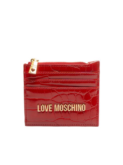 LOVE MOSCHINO SHINY CROCO Porte-cartes / Porte-monnaie  ROUGE - Portefeuilles Femme