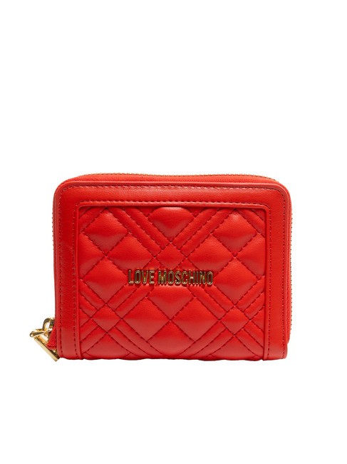 LOVE MOSCHINO QUILTED M Portefeuille moyen zippé autour ROUGE - Portefeuilles Femme