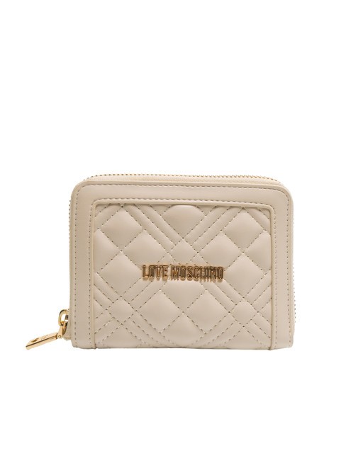 LOVE MOSCHINO QUILTED M Portefeuille moyen zippé autour Ivoire - Portefeuilles Femme