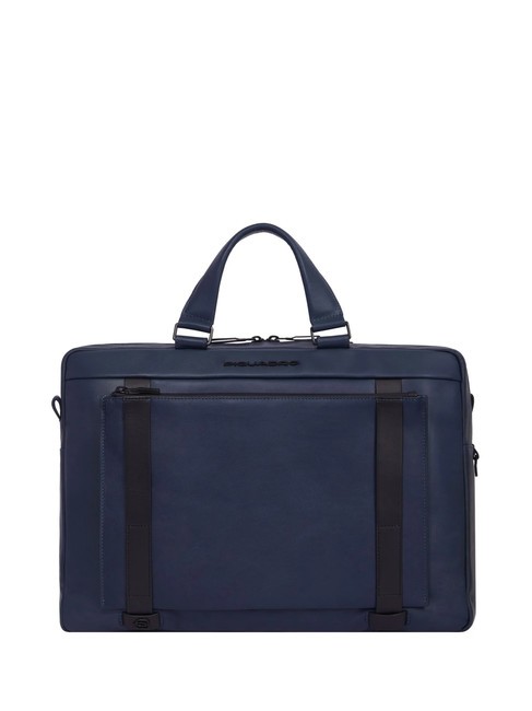 PIQUADRO DAVID Mallette en cuir, support ordinateur 15,6" bleu - Porte Documents Travail