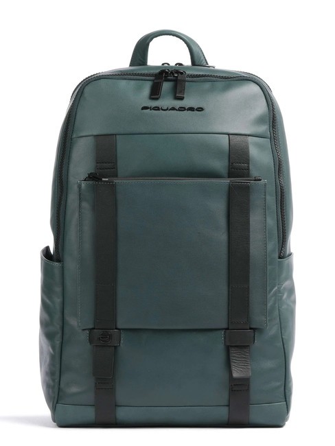 PIQUADRO DAVID Sac à dos en cuir pour ordinateur portable 14" VERT - Sacs à dos pour ordinateur portable