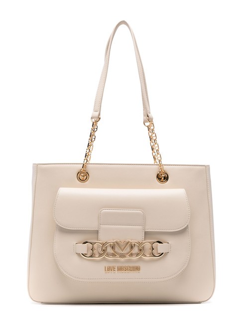 LOVE MOSCHINO HEART CHAIN Sac cabas porté épaule Ivoire - Sacs pour Femme