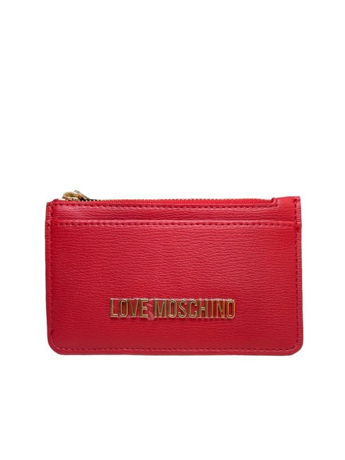 LOVE MOSCHINO METALLIC LOGO Portefeuille plat avec zip ROUGE - Portefeuilles Femme