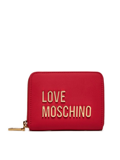 LOVE MOSCHINO METALLIC LOGO Portefeuille moyen zippé autour ROUGE - Portefeuilles Femme