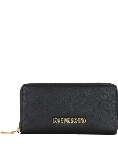 LOVE MOSCHINO LOGO LETTERING Portefeuille zippé Noir - Portefeuilles Femme