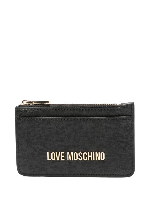 LOVE MOSCHINO METALLIC LOGO Portefeuille plat avec zip Noir - Portefeuilles Femme