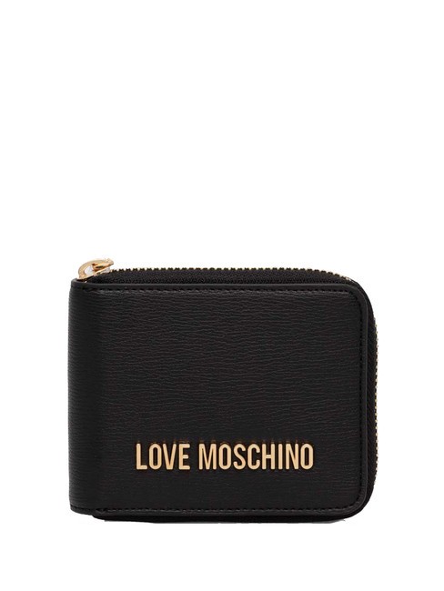 LOVE MOSCHINO LOGO LETTERING Portefeuille moyen zippé autour Noir - Portefeuilles Femme