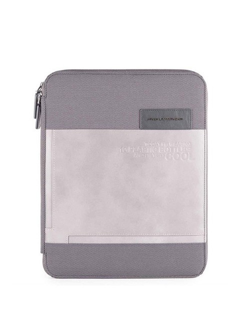 PIQUADRO ADE Porte-bloc-notes en cuir et tissu GRIS - Étui pour tablette & Organiseur