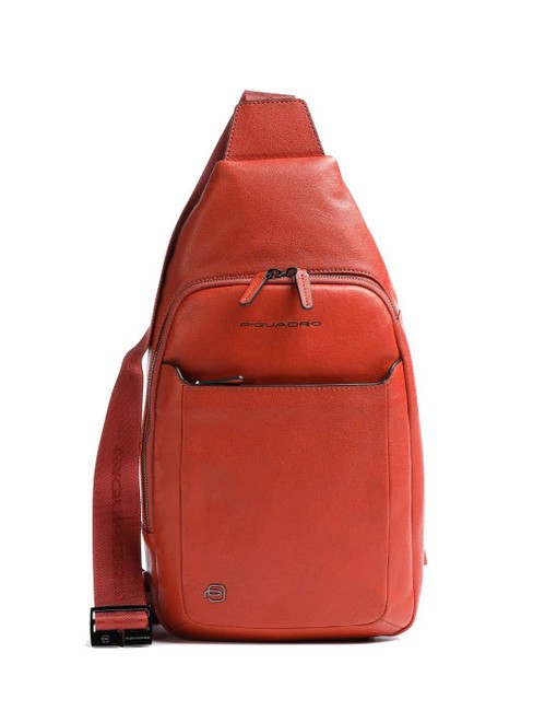 PIQUADRO BLACK SQUARE Sac à dos asymétrique en cuir ORANGE - Sacs à dos pour ordinateur portable