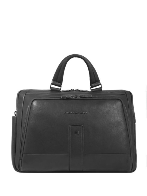 PIQUADRO CARL Mallette en cuir pour PC 15,6" Noir - Porte Documents Travail