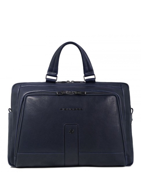 PIQUADRO CARL Mallette PC 15,6", en cuir bleu - Porte Documents Travail