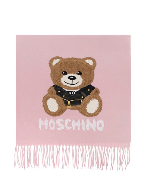 MOSCHINO TEDDY Écharpe en laine à franges rose - Écharpes