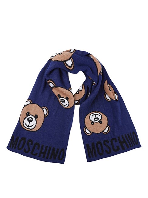 MOSCHINO TEDDY ALL OVER Écharpe en laine mélangée bleu - Écharpes