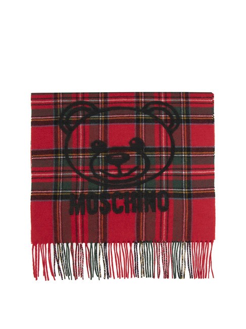 MOSCHINO TARTAN Écharpe en laine à franges rouge - Écharpes