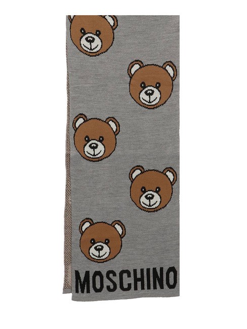 MOSCHINO TEDDY ALL OVER Écharpe en laine mélangée gris clair - Écharpes