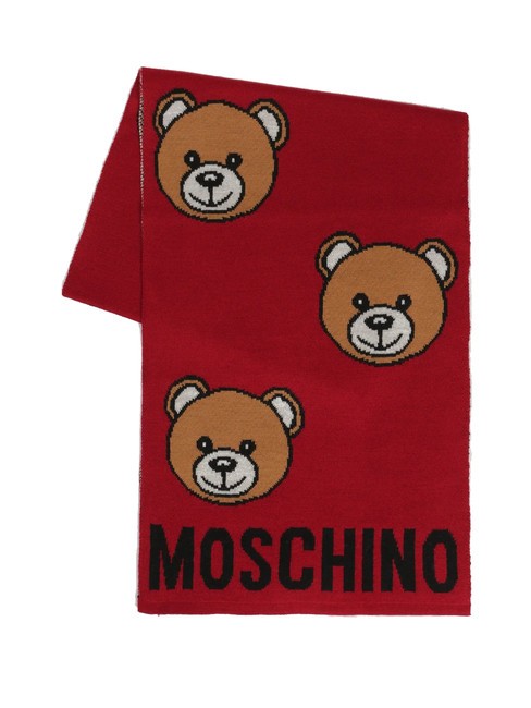 MOSCHINO TEDDY ALL OVER Écharpe en laine mélangée rouge - Écharpes