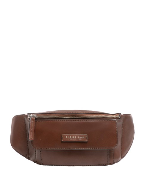 THE BRIDGE ALBERTO  Pochette en cuir Marron / Palladium - Sacs pour Femme